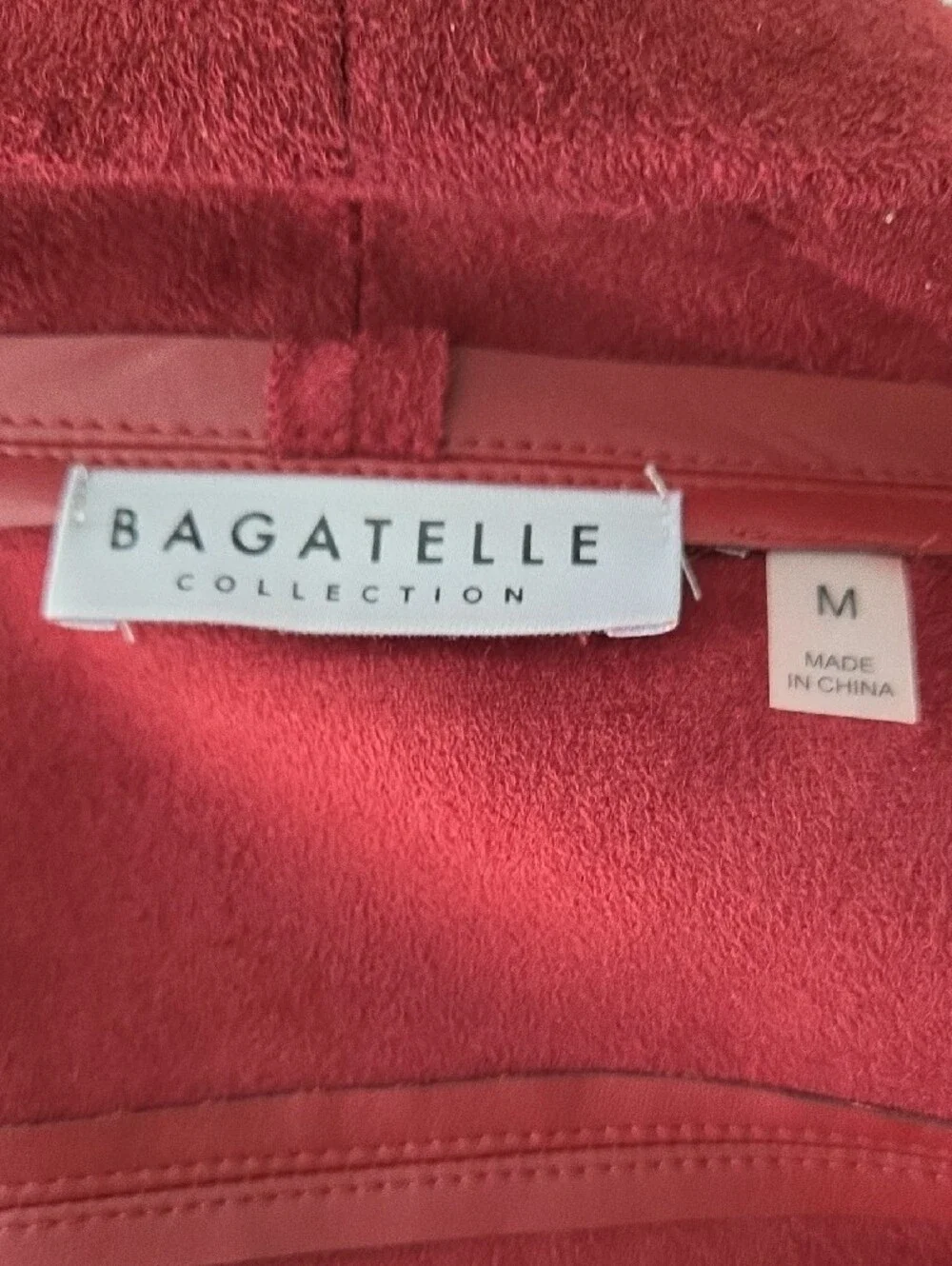 bagatelle Deep Burgundy Faux Leather Waterfall Jacket - Picture 5 of 6